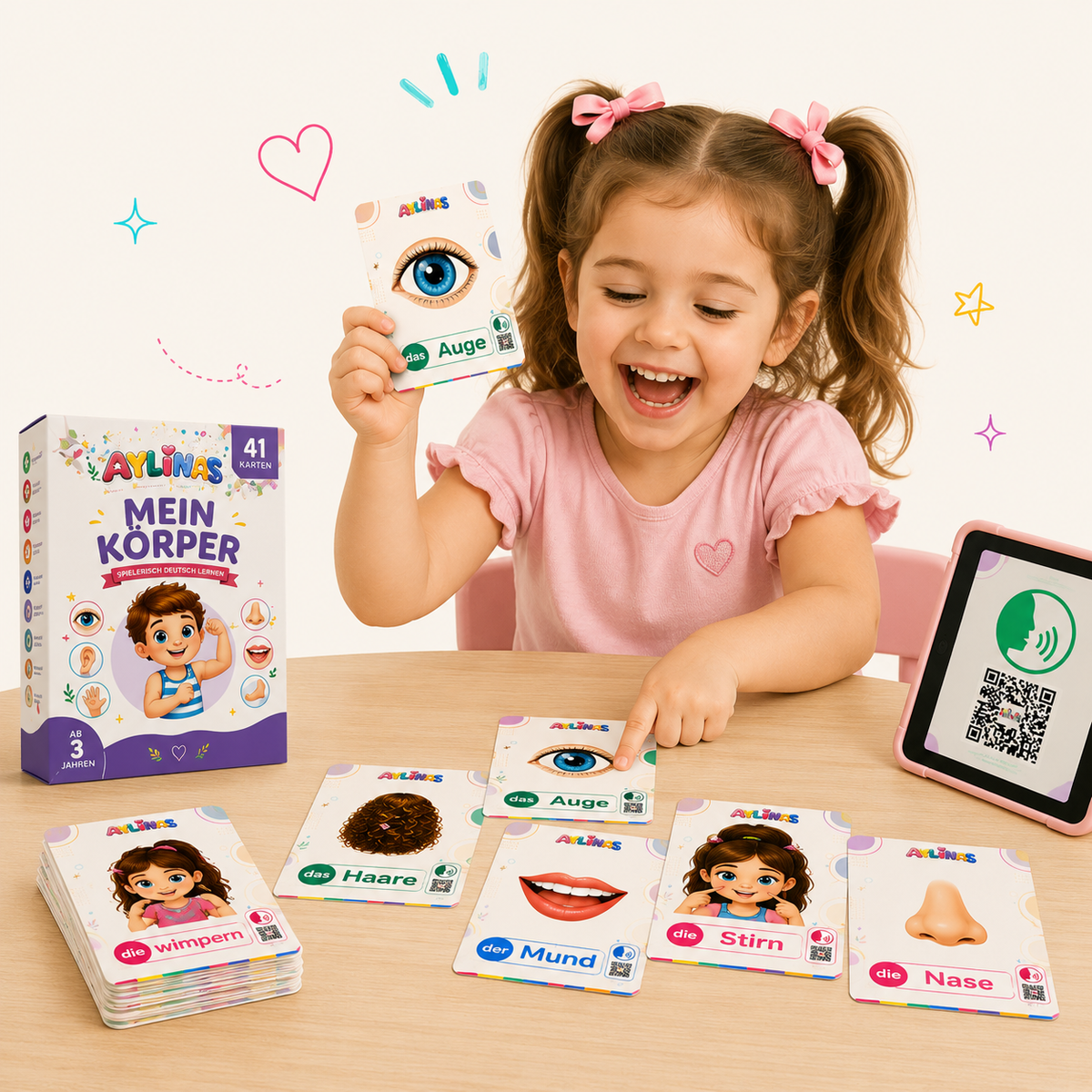 Mein Körper — My Body German Flashcards for Kids | 41-Card German Vocabulary Set