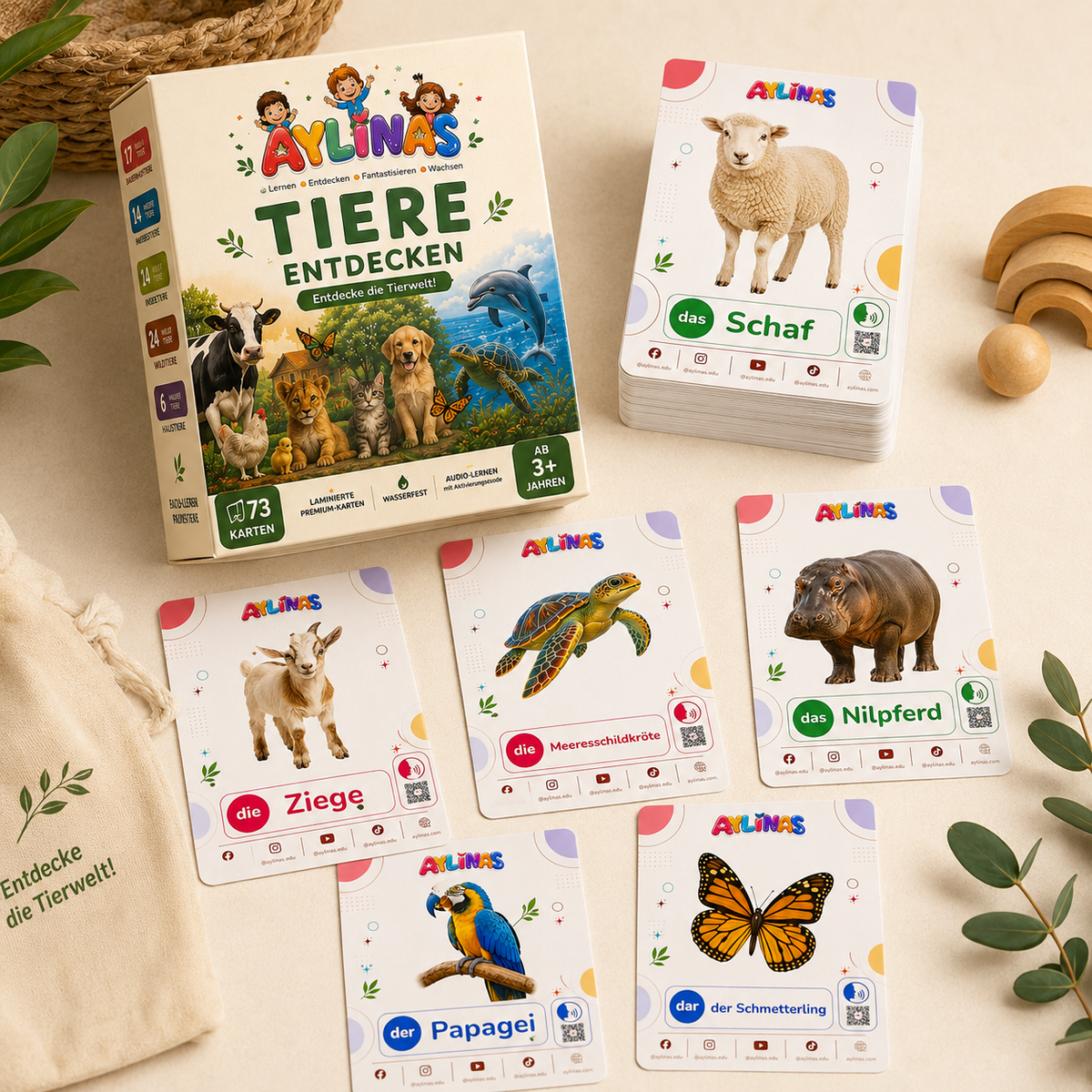 The Animal World – German Animal Flashcards for Kids | 73 Cards