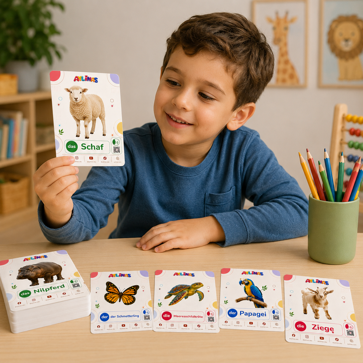 The Animal World – German Animal Flashcards for Kids | 73 Cards